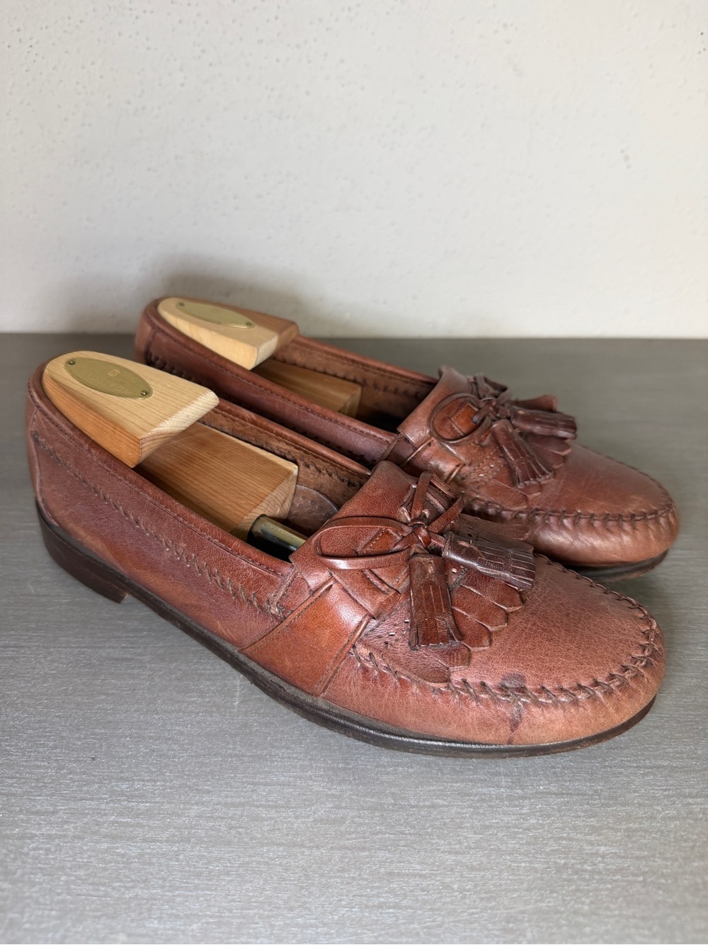 Vintage Johnston & Murphy Mens 8.5 Loafer Tasseled Slip On Leather Made USA